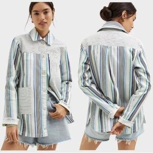 Anthropologie - Maeve striped shirt jacket